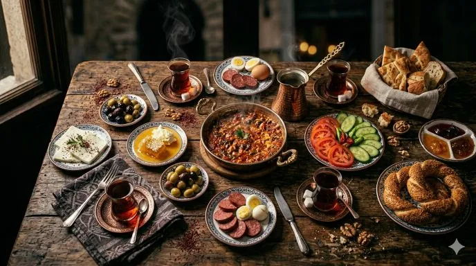 Turkish breakfast spread